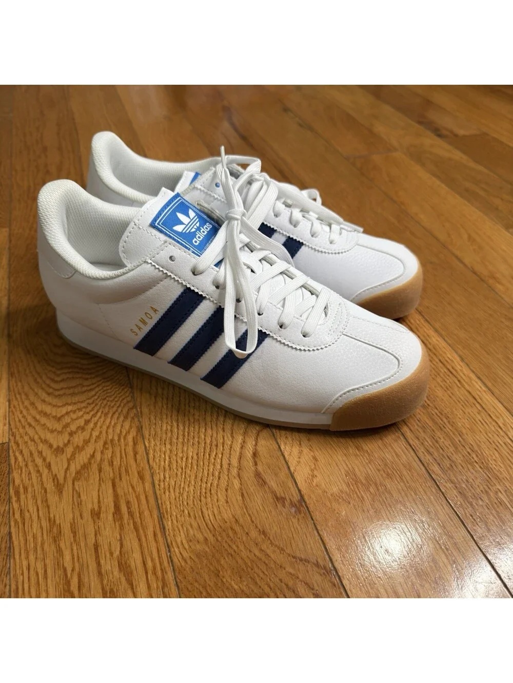 Men’s Size 9 Adidas Samoa White Blue Gum Sneakers EG6088 Originals Shoes
